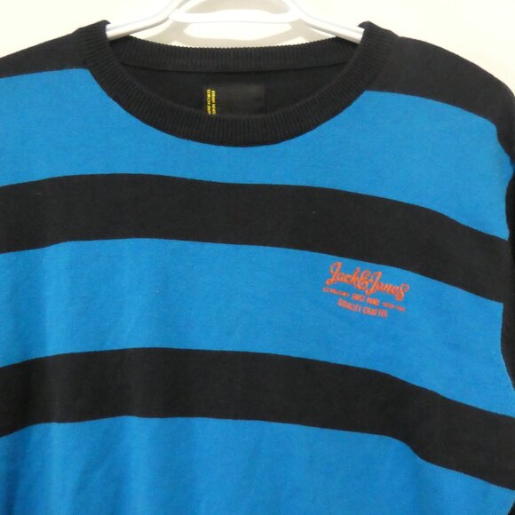JACK AND JONES | large | Striped Crewneck Sweater With Elbow Patches | NWOT - Picture 4 of 15